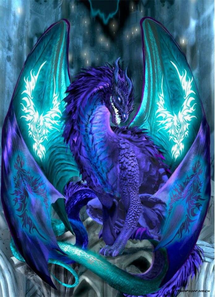 A dragon that is the shade of many blues